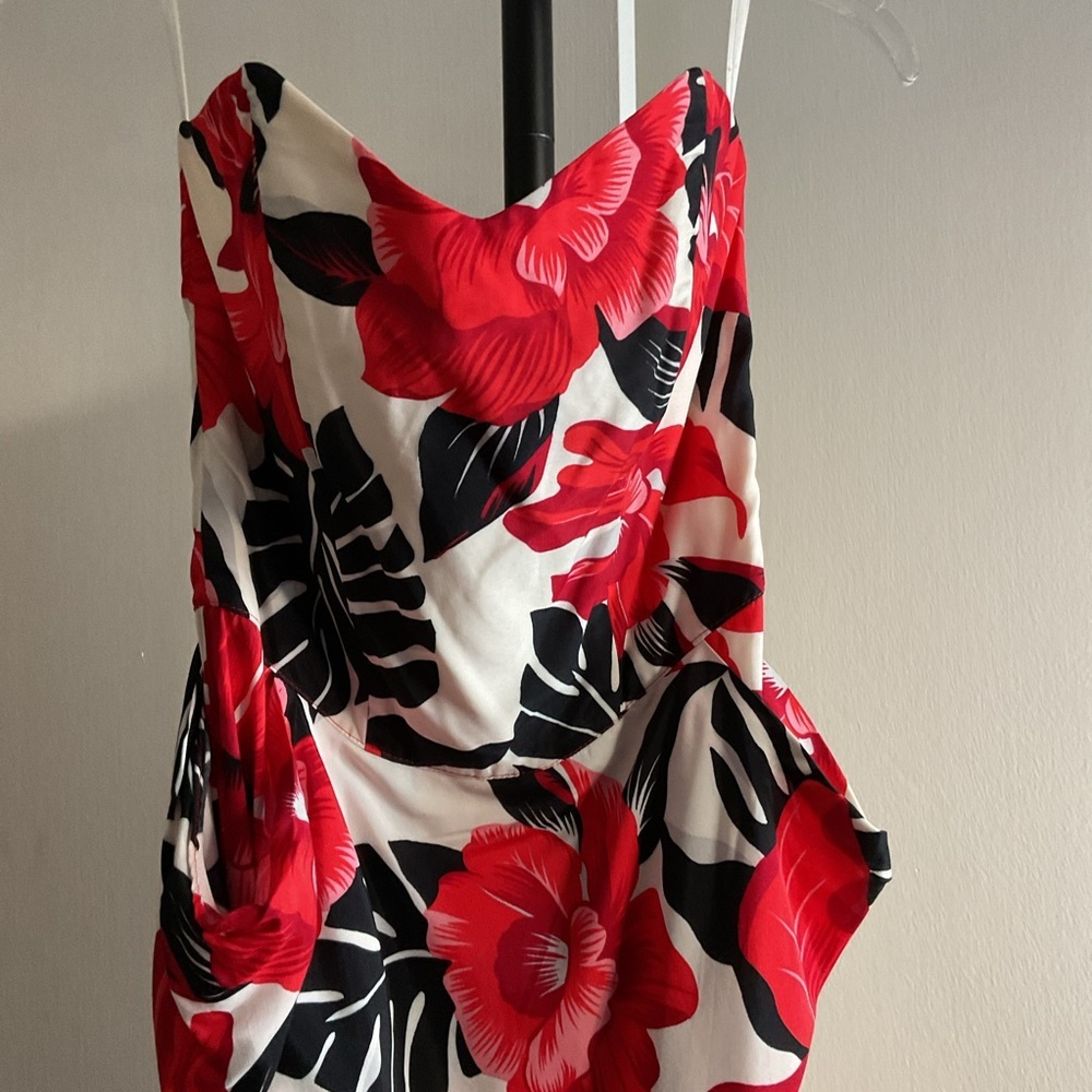 Vintage Hearts Strapless Red Floral Mini Dress 5 90s Y2K Party Coquette Retro - Picture 2 of 9